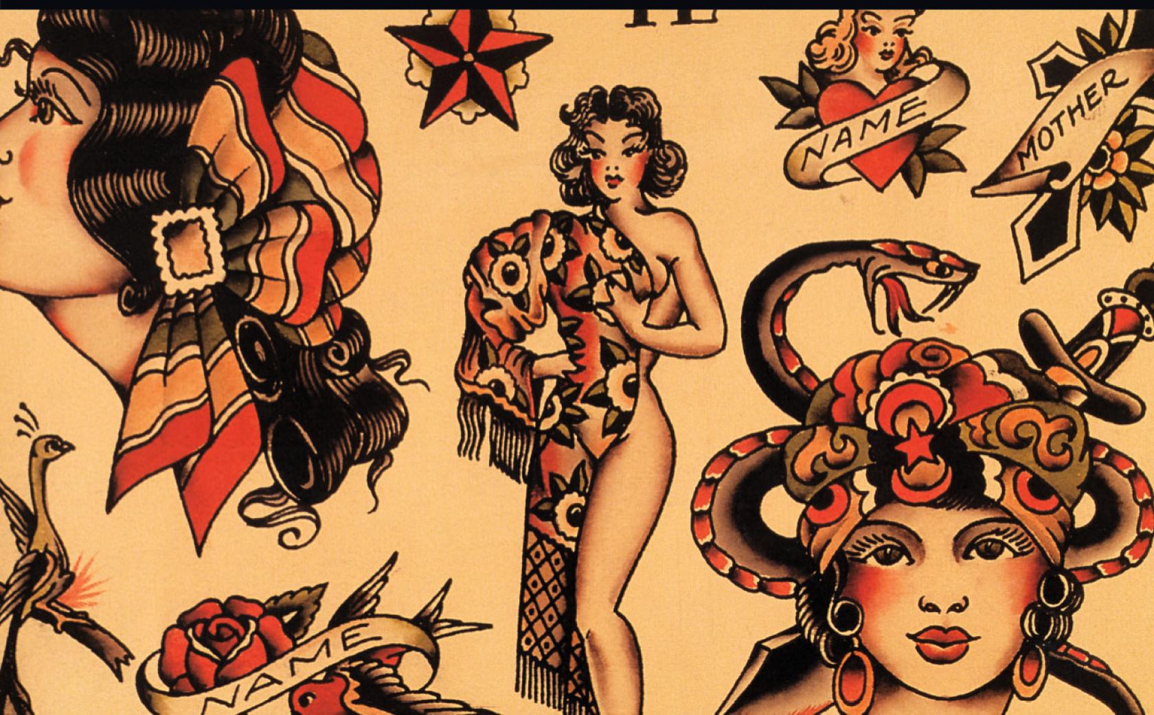 Tattoo Life Sailor Jerry Traditional Vintage Style Tattoo Flash 5 Sheets  11x14in Old School Set 3  Amazonca Beauty  Personal Care