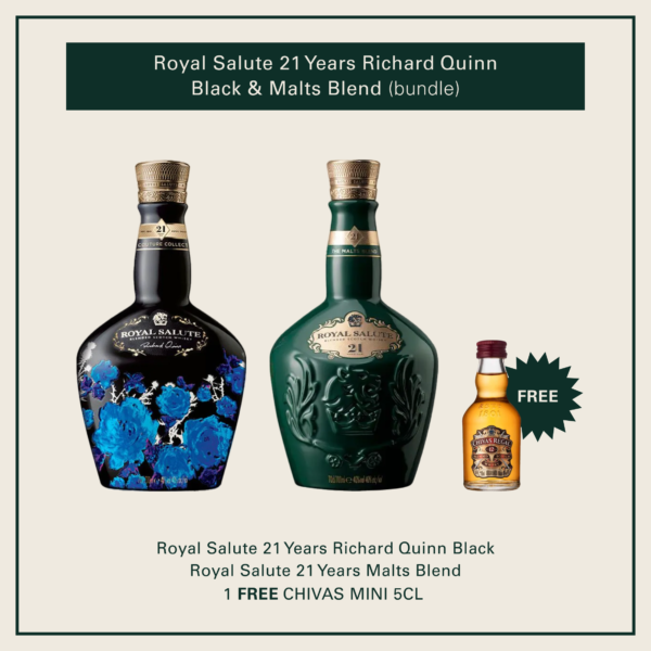 Royal Salute 21 Years Richard Quinn Black with Malts Blend + FREE Mini Chivas