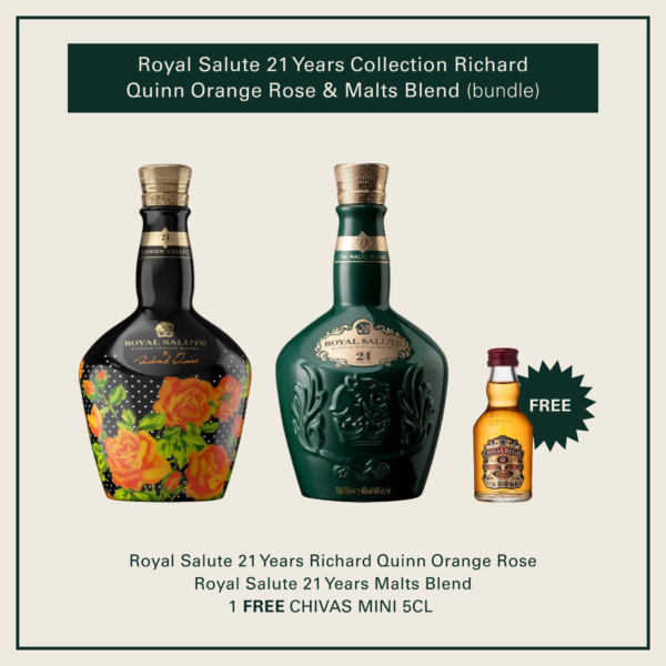 Royal Salute 21 Years Collection Richard Quinn Orange with Malts Blend + FREE Mini Chivas